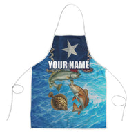 Texas Flag Fishing Apron with Ocean Fish Graphic and Blue Water Background - Wonder Print Shop
