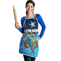 Texas Flag Fishing Apron with Ocean Fish Graphic and Blue Water Background - Wonder Print Shop