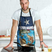 Texas Flag Fishing Apron with Ocean Fish Graphic and Blue Water Background - Wonder Print Shop