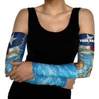 Texas Flag Fishing Arm Sleeves with Ocean Fish Graphic and Blue Water Background - Wonder Print Shop