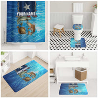 Texas Flag Fishing Bathroom Set with Ocean Fish Graphic and Blue Water Background - Wonder Print Shop