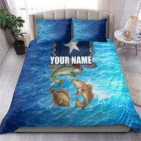 Texas Flag Fishing Bedding Set with Ocean Fish Graphic and Blue Water Background - Wonder Print Shop