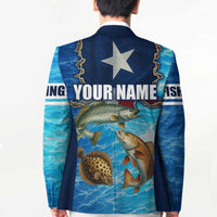 Texas Flag Fishing Blazer with Ocean Fish Graphic and Blue Water Background - Wonder Print Shop