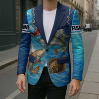 Texas Flag Fishing Blazer with Ocean Fish Graphic and Blue Water Background - Wonder Print Shop