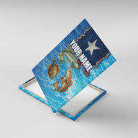 Texas Flag Fishing Canvas Wall Art with Ocean Fish Graphic and Blue Water Background - Wonder Print Shop