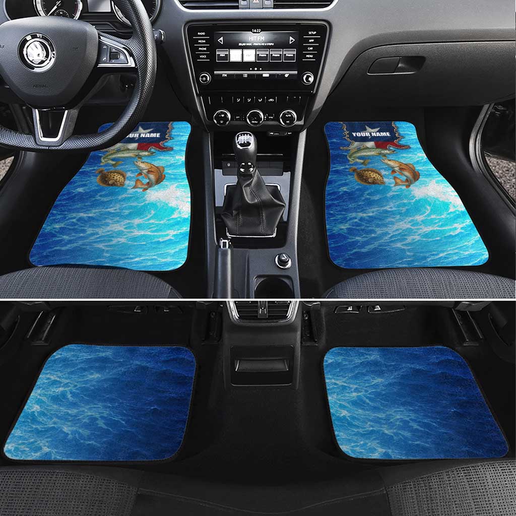 Texas Flag Fishing Car Mats with Ocean Fish Graphic and Blue Water Background - Wonder Print Shop