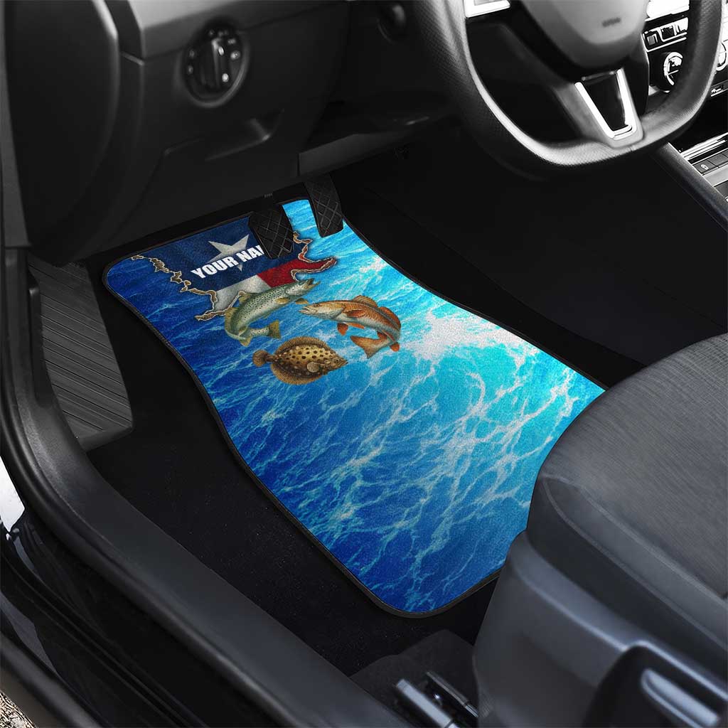 Texas Flag Fishing Car Mats with Ocean Fish Graphic and Blue Water Background - Wonder Print Shop