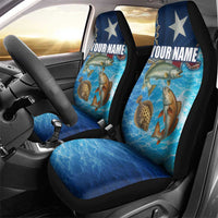 Texas Flag Fishing Car Seat Cover with Ocean Fish Graphic and Blue Water Background - Wonder Print Shop
