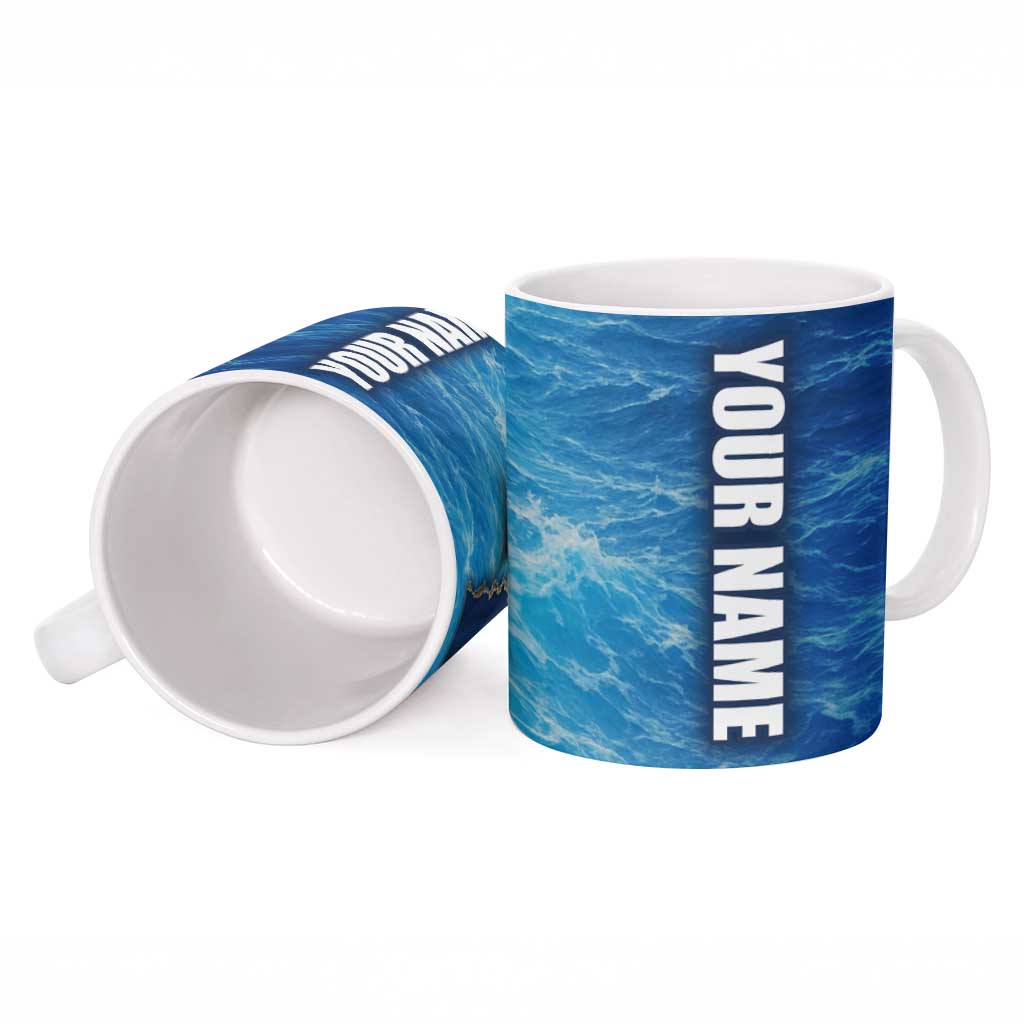 Texas Flag Fishing Ceramic Mug with Ocean Fish Graphic and Blue Water Background - Wonder Print Shop