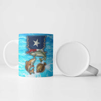 Texas Flag Fishing Ceramic Mug with Ocean Fish Graphic and Blue Water Background - Wonder Print Shop