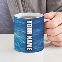 Texas Flag Fishing Ceramic Mug with Ocean Fish Graphic and Blue Water Background - Wonder Print Shop