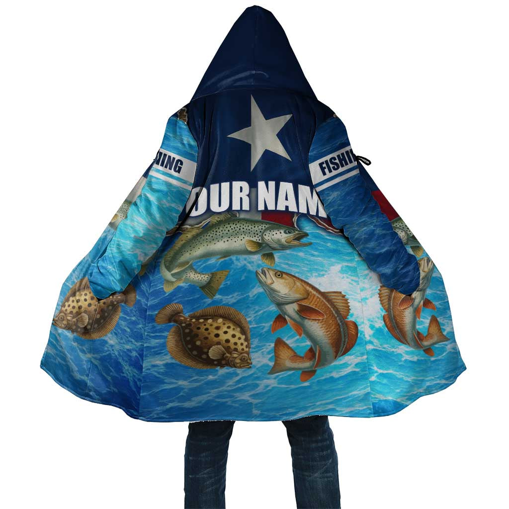 Texas Flag Fishing Cloak with Ocean Fish Graphic and Blue Water Background - Wonder Print Shop