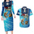 Texas Flag Fishing Couples Matching Long Sleeve Bodycon Dress and Hawaiian Shirt with Ocean Fish Graphic and Blue Water Background - Wonder Print Shop