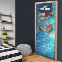 Texas Flag Fishing Door Cover with Ocean Fish Graphic and Blue Water Background - Wonder Print Shop