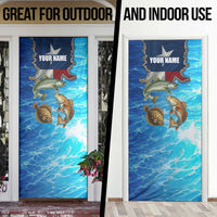 Texas Flag Fishing Door Cover with Ocean Fish Graphic and Blue Water Background - Wonder Print Shop