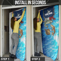 Texas Flag Fishing Door Cover with Ocean Fish Graphic and Blue Water Background - Wonder Print Shop