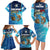 Texas Flag Fishing Family Matching Long Sleeve Bodycon Dress and Hawaiian Shirt with Ocean Fish Graphic and Blue Water Background - Wonder Print Shop