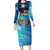 Texas Flag Fishing Family Matching Long Sleeve Bodycon Dress and Hawaiian Shirt with Ocean Fish Graphic and Blue Water Background - Wonder Print Shop
