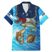Texas Flag Fishing Family Matching Mermaid Dress and Hawaiian Shirt with Ocean Fish Graphic and Blue Water Background - Wonder Print Shop