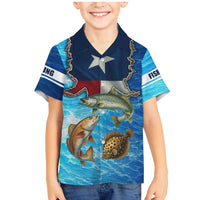 Texas Flag Fishing Family Matching Mermaid Dress and Hawaiian Shirt with Ocean Fish Graphic and Blue Water Background - Wonder Print Shop