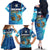 Texas Flag Fishing Family Matching Off The Shoulder Long Sleeve Dress and Hawaiian Shirt with Ocean Fish Graphic and Blue Water Background - Wonder Print Shop