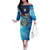 Texas Flag Fishing Family Matching Off The Shoulder Long Sleeve Dress and Hawaiian Shirt with Ocean Fish Graphic and Blue Water Background - Wonder Print Shop