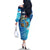Texas Flag Fishing Family Matching Off The Shoulder Long Sleeve Dress and Hawaiian Shirt with Ocean Fish Graphic and Blue Water Background - Wonder Print Shop