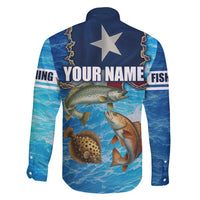 Texas Flag Fishing Family Matching Puletasi and Hawaiian Shirt with Ocean Fish Graphic and Blue Water Background - Wonder Print Shop