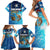 Texas Flag Fishing Family Matching Short Sleeve Bodycon Dress and Hawaiian Shirt with Ocean Fish Graphic and Blue Water Background - Wonder Print Shop