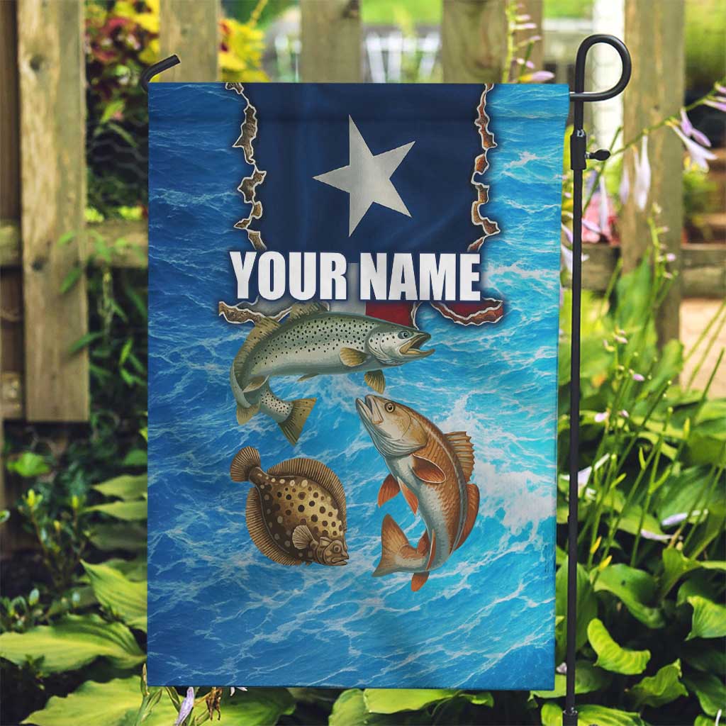 Texas Flag Fishing Garden Flag with Ocean Fish Graphic and Blue Water Background - Wonder Print Shop