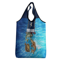 Texas Flag Fishing Grocery Bag with Ocean Fish Graphic and Blue Water Background - Wonder Print Shop