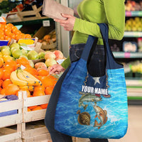 Texas Flag Fishing Grocery Bag with Ocean Fish Graphic and Blue Water Background - Wonder Print Shop