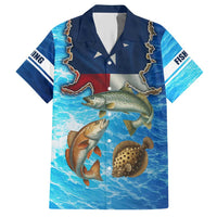 Texas Flag Fishing Hawaiian Shirt with Ocean Fish Graphic and Blue Water Background - Wonder Print Shop