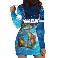 Texas Flag Fishing Hoodie Dress with Ocean Fish Graphic and Blue Water Background - Wonder Print Shop