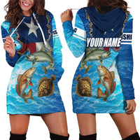 Texas Flag Fishing Hoodie Dress with Ocean Fish Graphic and Blue Water Background - Wonder Print Shop