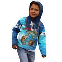 Texas Flag Fishing Kid Hoodie with Ocean Fish Graphic and Blue Water Background - Wonder Print Shop