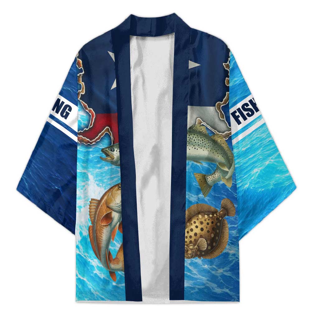 Texas Flag Fishing Kimono with Ocean Fish Graphic and Blue Water Background - Wonder Print Shop