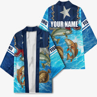 Texas Flag Fishing Kimono with Ocean Fish Graphic and Blue Water Background - Wonder Print Shop