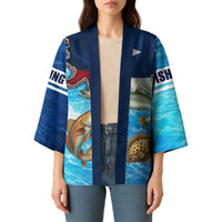 Texas Flag Fishing Kimono with Ocean Fish Graphic and Blue Water Background - Wonder Print Shop
