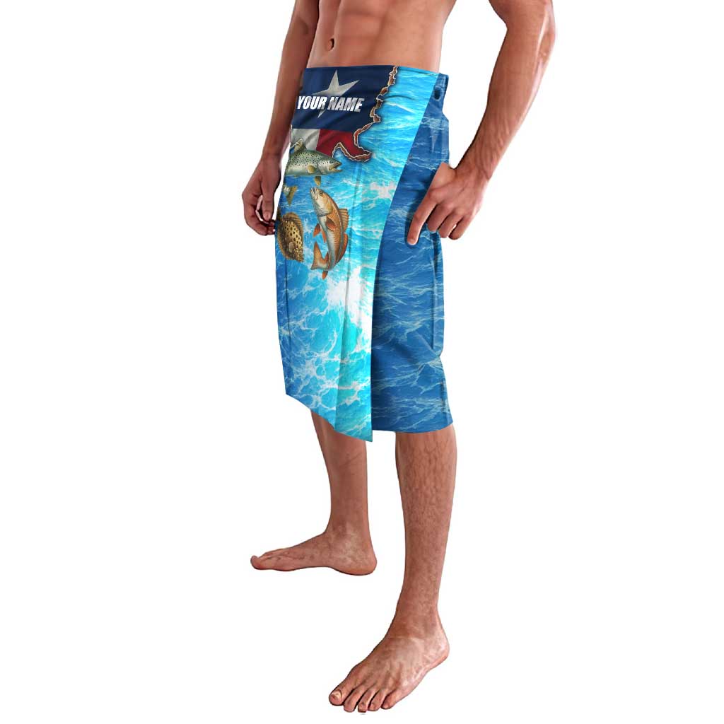 Texas Flag Fishing Lavalava with Ocean Fish Graphic and Blue Water Background - Wonder Print Shop
