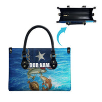 Texas Flag Fishing Leather Bag with Ocean Fish Graphic and Blue Water Background - Wonder Print Shop