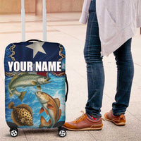 Texas Flag Fishing Luggage Cover with Ocean Fish Graphic and Blue Water Background - Wonder Print Shop