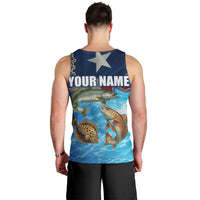 Texas Flag Fishing Men Tank Top with Ocean Fish Graphic and Blue Water Background - Wonder Print Shop