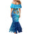 Texas Flag Fishing Mermaid Dress with Ocean Fish Graphic and Blue Water Background - Wonder Print Shop