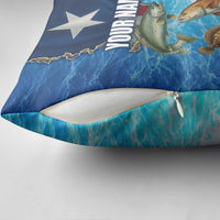 Texas Flag Fishing Pillow Cover with Ocean Fish Graphic and Blue Water Background - Wonder Print Shop