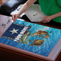 Texas Flag Fishing Puzzle with Ocean Fish Graphic and Blue Water Background - Wonder Print Shop