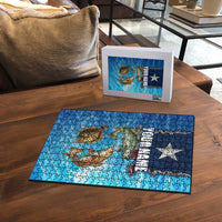 Texas Flag Fishing Puzzle with Ocean Fish Graphic and Blue Water Background - Wonder Print Shop