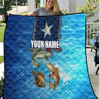 Texas Flag Fishing Quilt with Ocean Fish Graphic and Blue Water Background - Wonder Print Shop