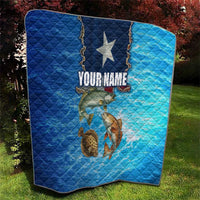 Texas Flag Fishing Quilt with Ocean Fish Graphic and Blue Water Background - Wonder Print Shop
