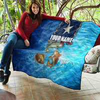 Texas Flag Fishing Quilt with Ocean Fish Graphic and Blue Water Background - Wonder Print Shop